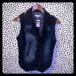 Jean vest asymmetrical neck